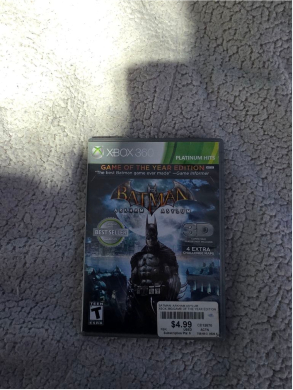 Unisex Microsoft Batman Arkham Asylum Xbox 360 Video Game One Size Black Green